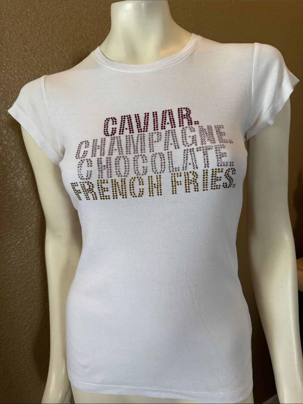 Y2K Vintage E. Vil T-Shirt “ caviar champagne, chocolate french fries”